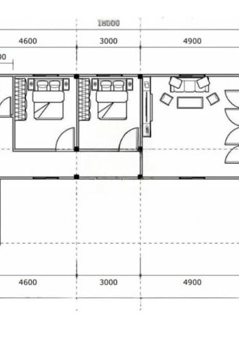 Mẫu TC52 – Nhà panel 8.0mx18.0m | 2 phòng ngủ, nhà hiện đại, xu hướng thiết kế mới