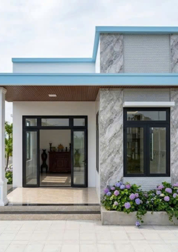 Mẫu TC66– Nhà panel 6.5mx14.0m | 2 phòng ngủ, nhà hiện đại, mặt thục mặt lòi