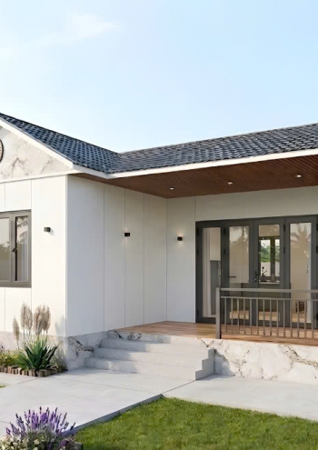 Mẫu TC42 – Nhà panel 8.0x8.m | 2 phòng ngủ, nhà mái thái nhỏ gọn