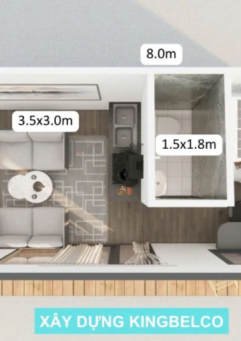 Mẫu TC08 – Nhà panel 3.0x9.0m | 1 phòng ngủ, nhà mái thái nhỏ gọn