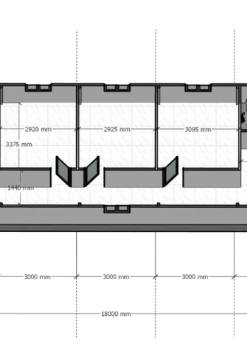 Mẫu TC68 – Nhà panel 5.0mx18.0m | 3 phòng ngủ, nhà hiện đại mặt thụt - mặt lòi