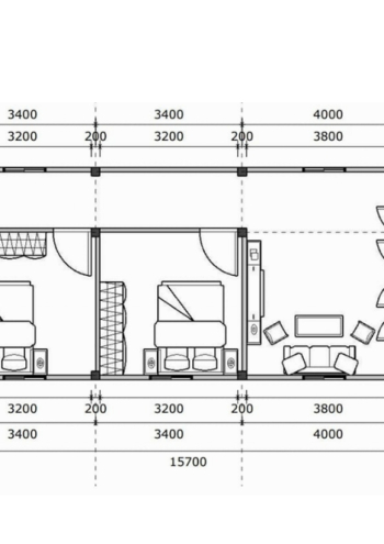 Mẫu TC30 – Nhà panel 4.9x16.5m | 2 phòng ngủ, nhà đơn giản tiện nghi