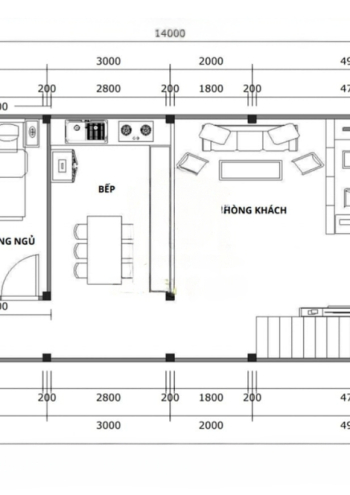 Mẫu TC61 – Nhà panel có gác lửng 6.0mx14.0m | 3 phòng ngủ, nhà hiện đại