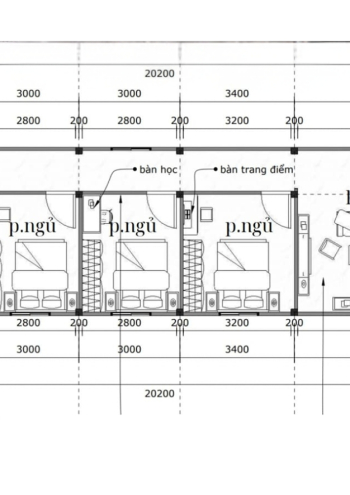 Mẫu TC31 – Nhà panel 5.0mx20.0m | 3 phòng ngủ, nhà hiện đại mặt thụt - mặt lòi